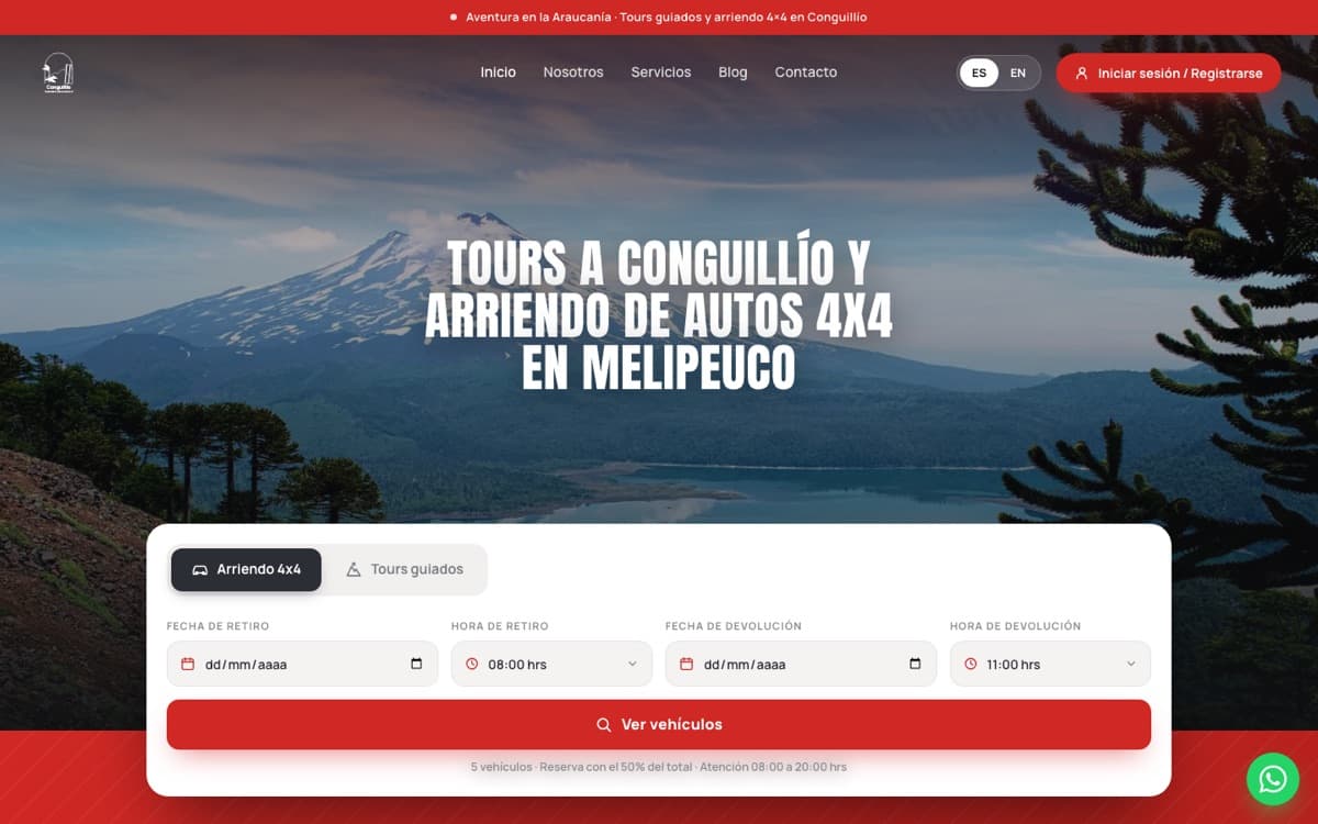 Sitio web de Conguillío Turismo